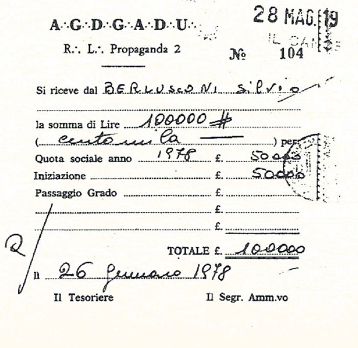 tessera P2 Berlusconi